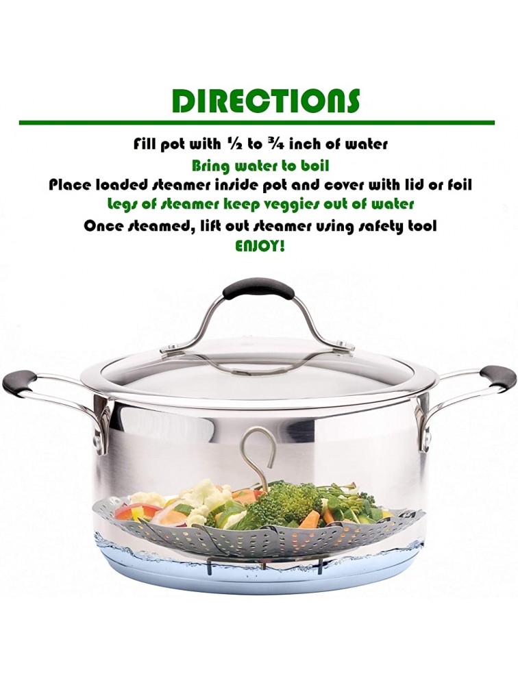 Kitchen Deluxe Vegetable Steamer Basket Fits Instant Pot Pressure Cooker 3 5 6 Qt & 8 Quart 100% Stainless Steel Accessories Include Safety Tool + Julienne Peeler + eBook For Instapot - B6DMO2RYZ