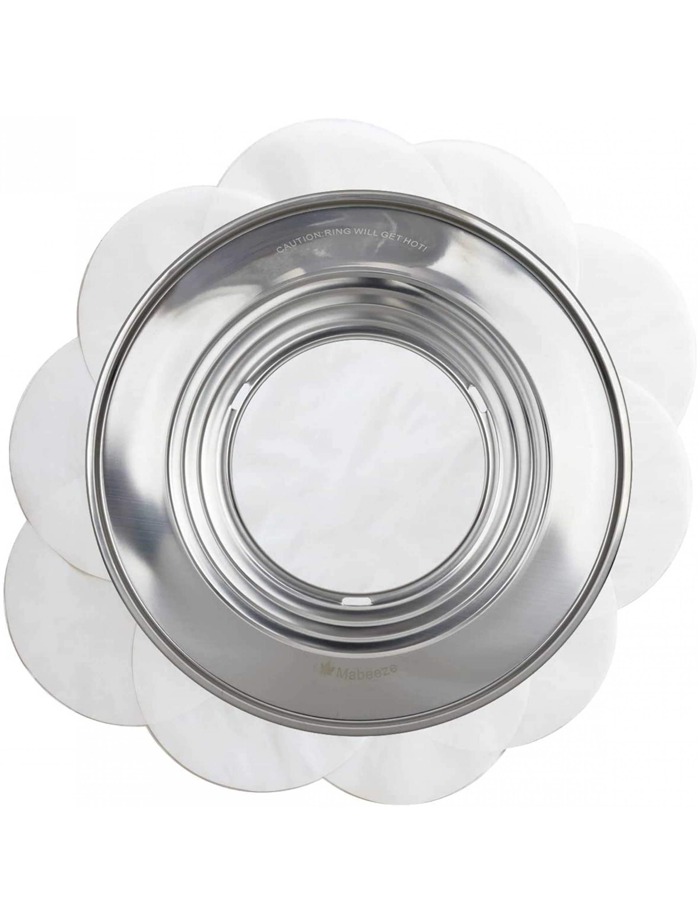 Mabeeze Steamer Ring Stainless Steel Adapter fits 8 to 13 inches Steamers and Pots for Bamboo Baskets and Steamer Pots 10 Paper Liners included - BF17TQF1R