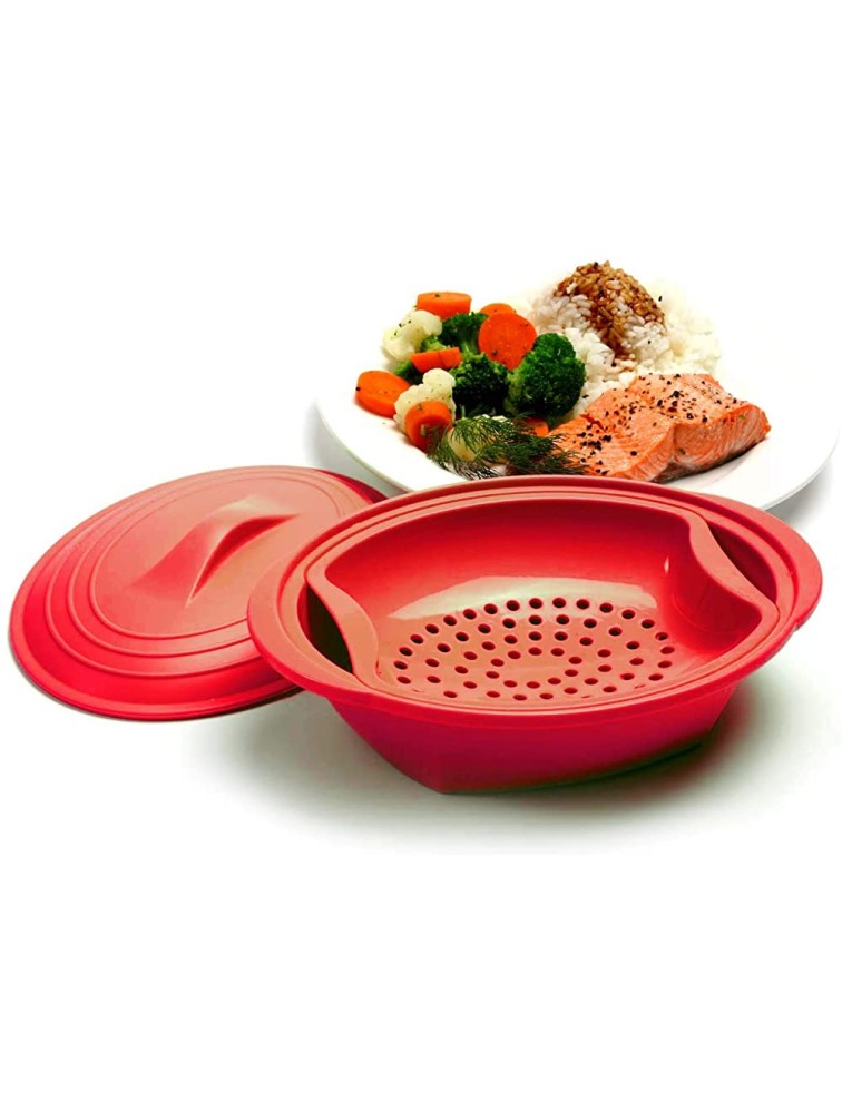 Norpro Red Silicone 32 Ounce Microwave Steamer with Insert - B7IW2CWK9