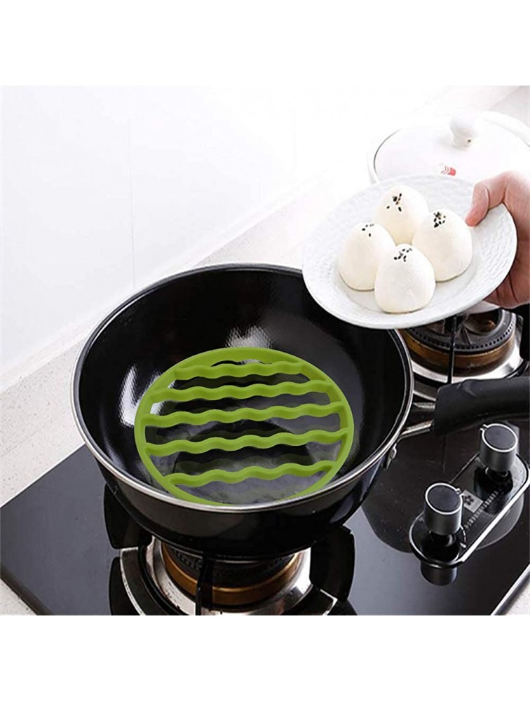 Silicone Roasting Rack Steamer Rack for Baking Canning Cooking Steaming Silicone Pressure Cooker Roasting Accessories Round&Oval-Green-2Pack - BX57A1X03