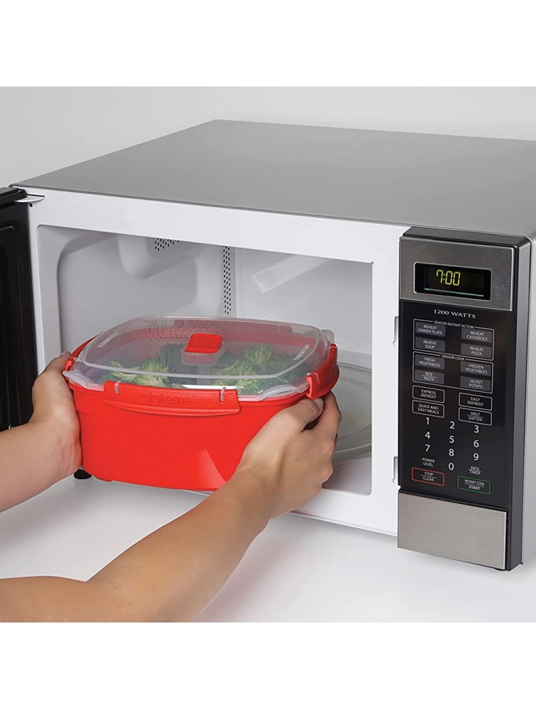 Sistema Microwave Collection Steamer Large 13.6 Cup Red BPA Free Cook and Serve Container Red - BYNAU9V3O