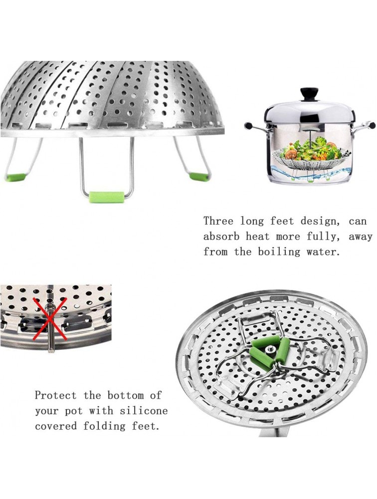Steamer Basket Veggie Steamer Basket for Cooking Stainless Steel Folding Vegetable Steamer Insert with Extending Removable Center Handle Expandable to Fit Various Size Pot5.5 to 9 - BQ7FN4L48