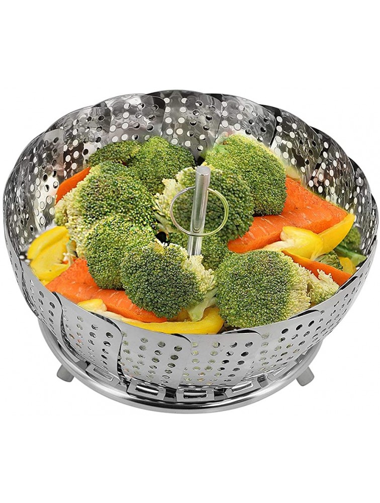 TOPOKO Vegetable Steamer Basket Fits Instant Pot Pressure Cooker 5 6 QT and 8 QT 18 8 Stainless Steel Folding Steamer Insert For Veggie Seafood Cooking. Steamer with Retractalbe Handle - B81D9PK0K