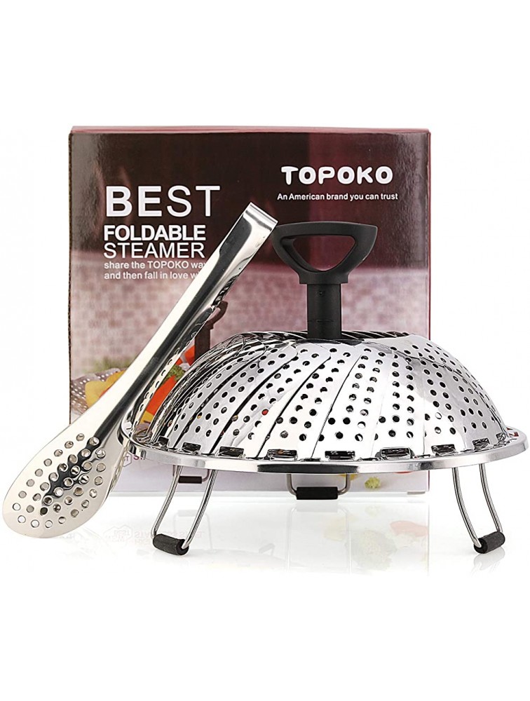 TOPOKO Vegetable Steamer Basket Fits Instant Pot Pressure Cooker 5 6 QT and 8 QT 18 8 Stainless Steel Folding Steamer Insert For Veggie Seafood Cooking. Steamer with Retractalbe Handle - B81D9PK0K