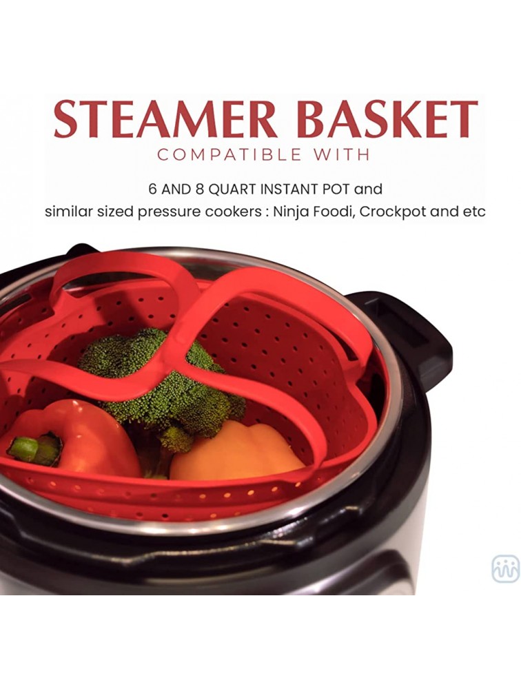 WAVELU Silicone Steamer Basket – [Pinch Tested] Instant Pot Accessory for Insta Pot 6 & 8 Quart IP Ninja Foodi & Similar Size Pressure Cooker Accessories - BD9GEMDA9