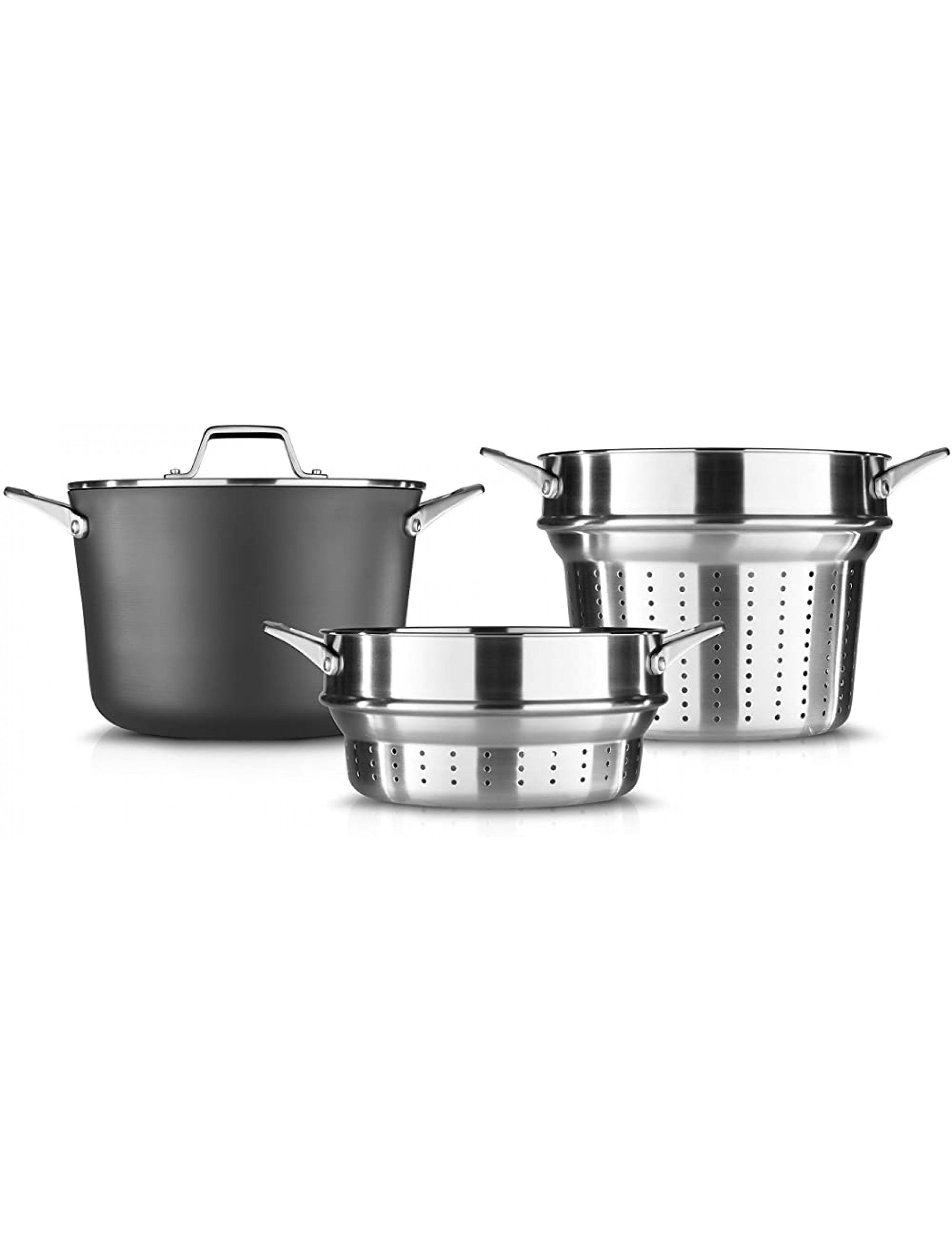 Calphalon Premier Hard-Anodized Nonstick Cookware 8-Quart Multi-Pot with Pasta and Steamer Inserts and Cover - BPOW3YNWT