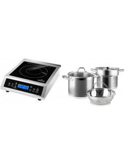 Duxtop Professional Portable Induction Cooktop Commercial Range Countertop Burner & Professional Stainless Steel Pasta Pot with Strainer Insert 4PC Multipots Includes Pasta Pot & Steamer Pot 8.6Qt - BVX4771Y9