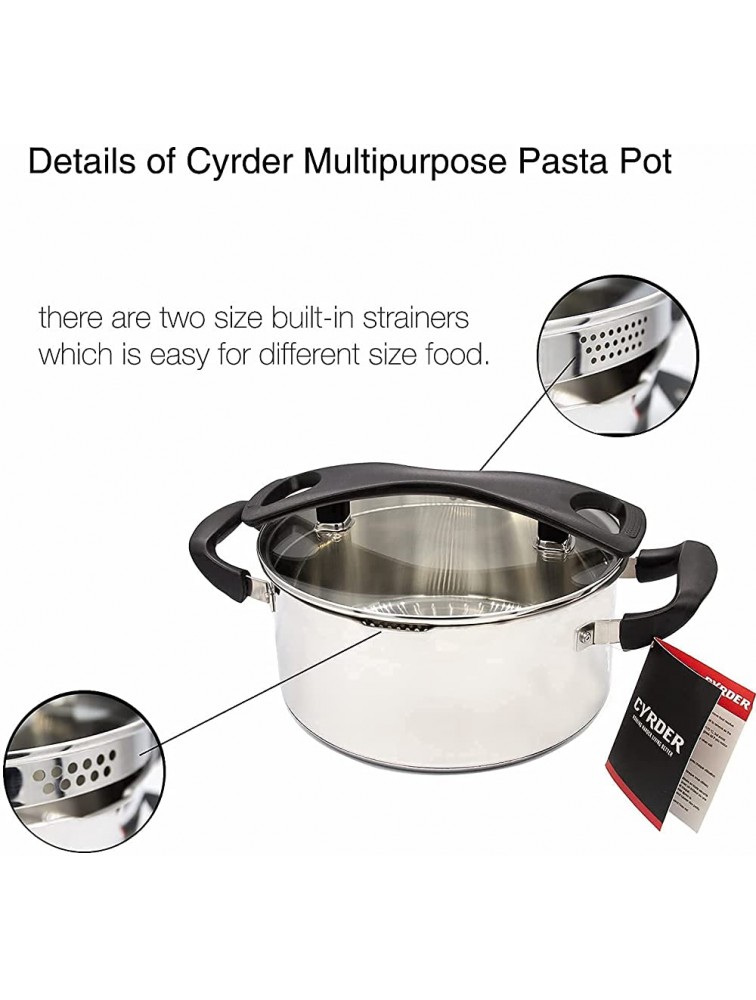 Stainless Steel Pasta Pot by Cyrder Stock Pot with Strainer Lid Easy Drain Food Pasta Pots Strainer Lid Pot Comfort Bakelite Handle Easy Clean Cooking Pot Dishwasher Safe 5 Quart Silver - BC8II3690