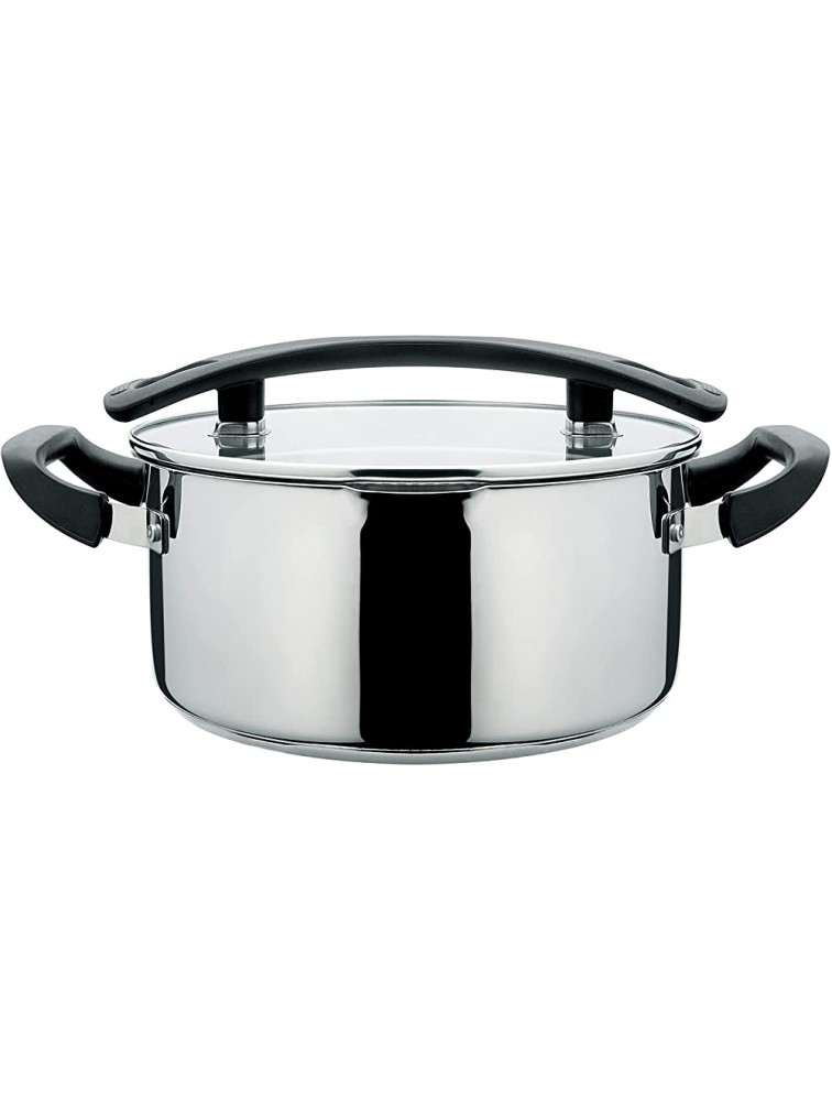 Stainless Steel Pasta Pot by Cyrder Stock Pot with Strainer Lid Easy Drain Food Pasta Pots Strainer Lid Pot Comfort Bakelite Handle Easy Clean Cooking Pot Dishwasher Safe 5 Quart Silver - BC8II3690