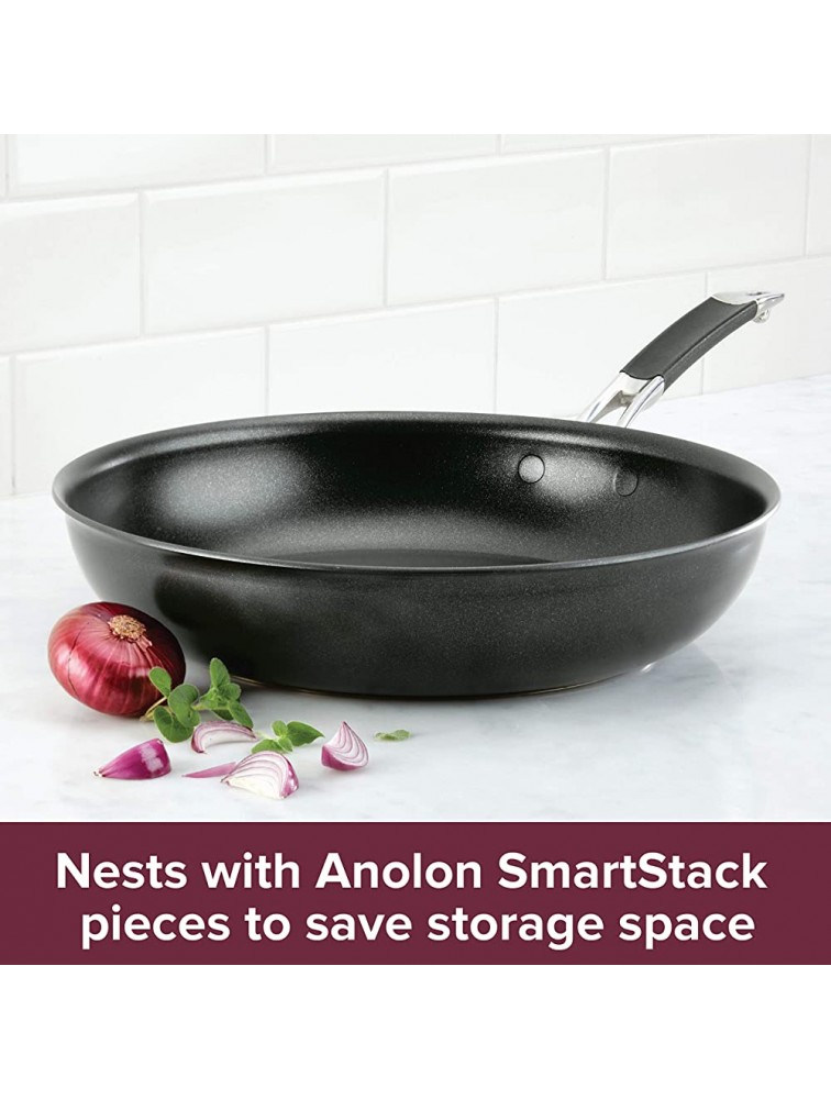 Anolon 87538 Smart Stack Hard Anodized Nonstick Frying Pan Fry Pan Hard Anodized Skillet 12 Inch Black - BZMOE3ZIM