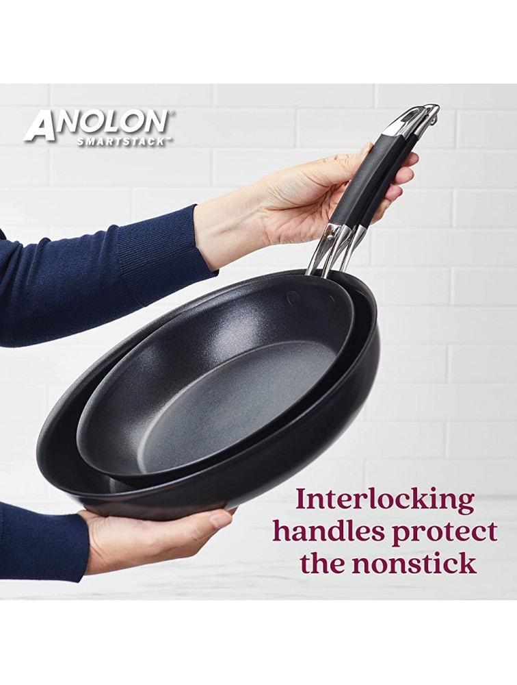 Anolon 87538 Smart Stack Hard Anodized Nonstick Frying Pan Fry Pan Hard Anodized Skillet 12 Inch Black - BZMOE3ZIM
