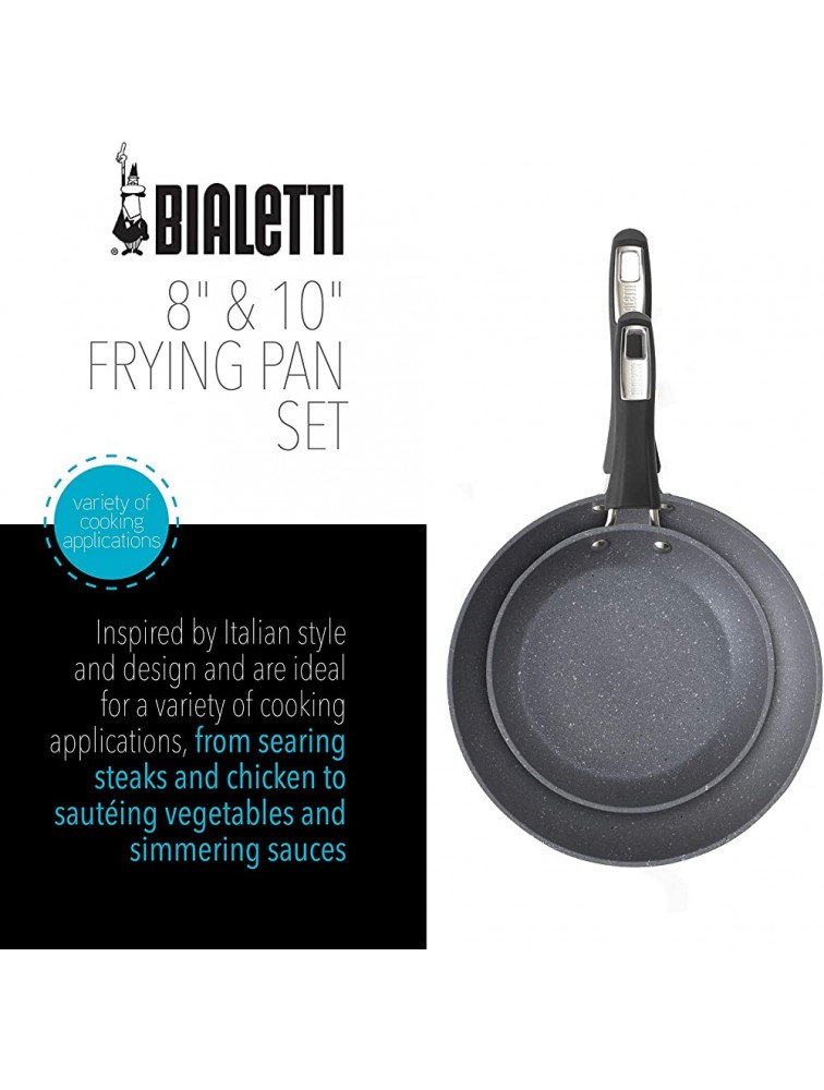 Bialetti Impact 8 and 10 Textured Nonstick Kitchen 2-Piece Fry Pan Set Gray - B47A4PSTU