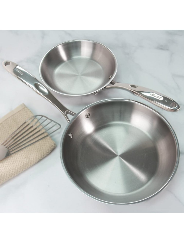Chantal Induction 21 Steel 2-pc Fry Pan set; includes 8 inch and 10 inch Fry Pans Brushed Stainless Steel - BGJRP91BK