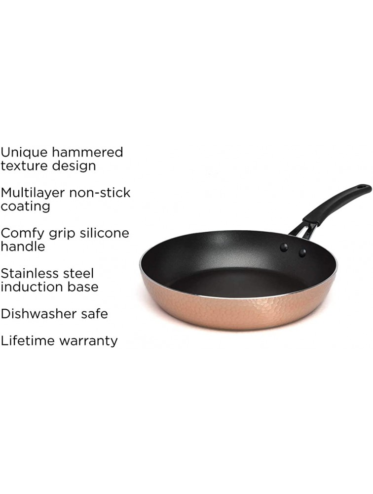 Ecolution Impressions Hammered Cookware Non-Stick Frying Pan Dishwasher Safe Riveted Stainless Steel Handle 10 Inch Copper - BDK74NC2E