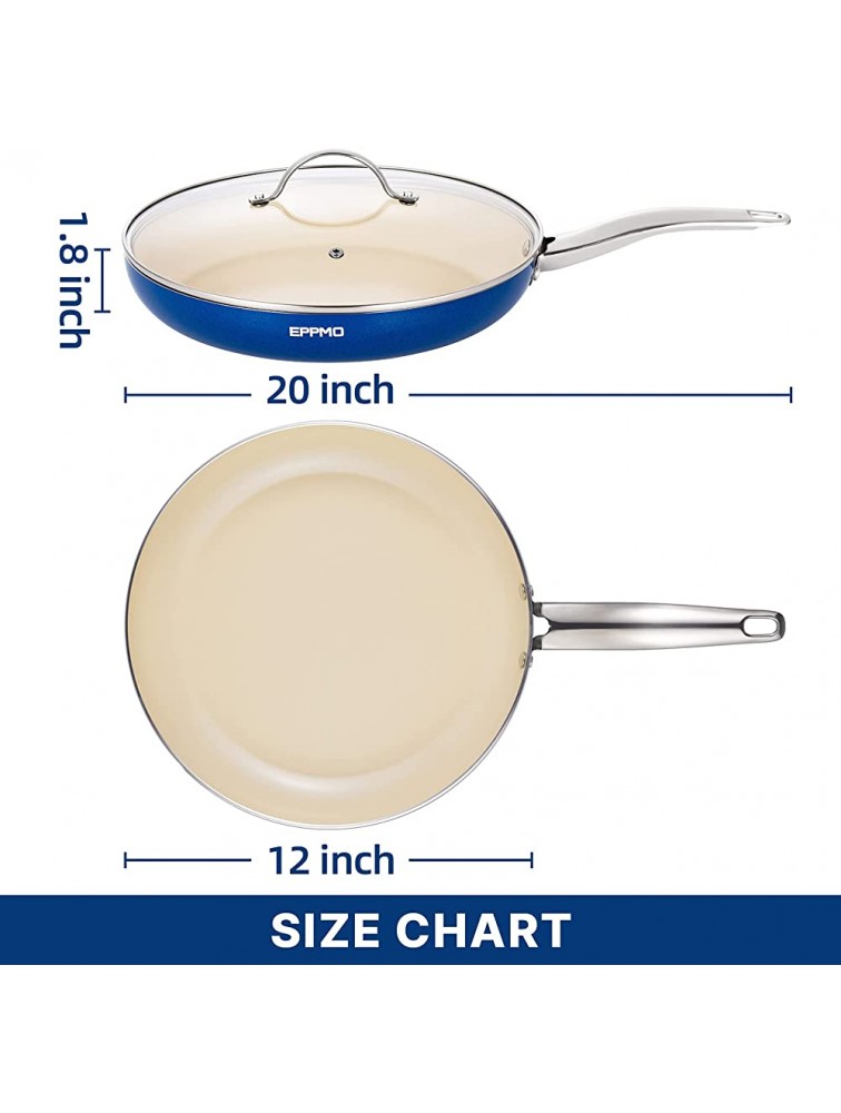 EPPMO Healthy Ceramic Fry Pan Nonstick Non-toxic Skillet With Stainless Steel Handle For Home Kitchen,Sapphire Blue 12 Inch - BQKQCNQGZ