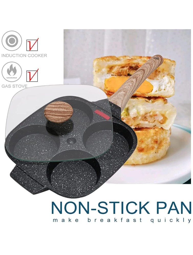 Fried Egg Pan Egg Frying Pan with Lid Nonstick 4 Cups Pancake Pan Aluminium Alloy Cooker for Breakfast Gas Stove & Induction Compatible - BBI3L34W5