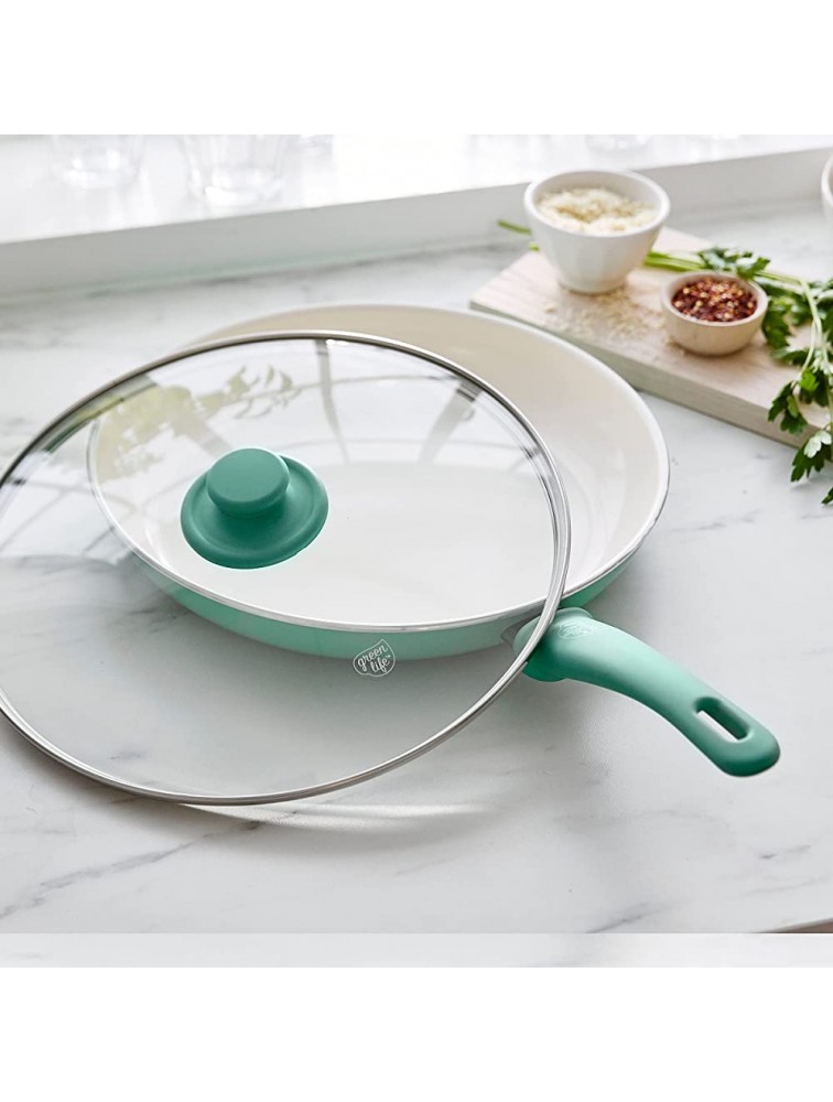 GreenLife Soft Grip Healthy Ceramic Nonstick 12 Frying Pan Skillet with Lid PFAS-Free Dishwasher Safe Turquoise - BF2UR1MW1