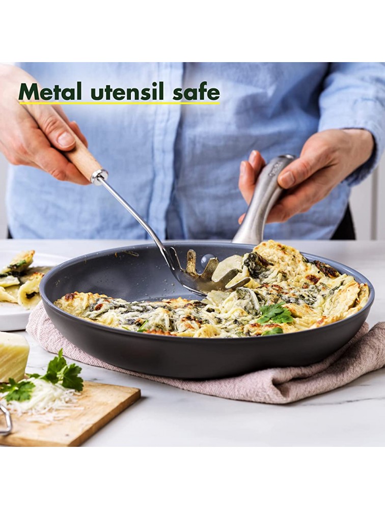GreenPan Lima Hard Anodized Healthy Ceramic Nonstick 8 10 and 12 Frying Pan Skillet Set PFAS-Free Oven Safe Gray - BX0P0OOPE