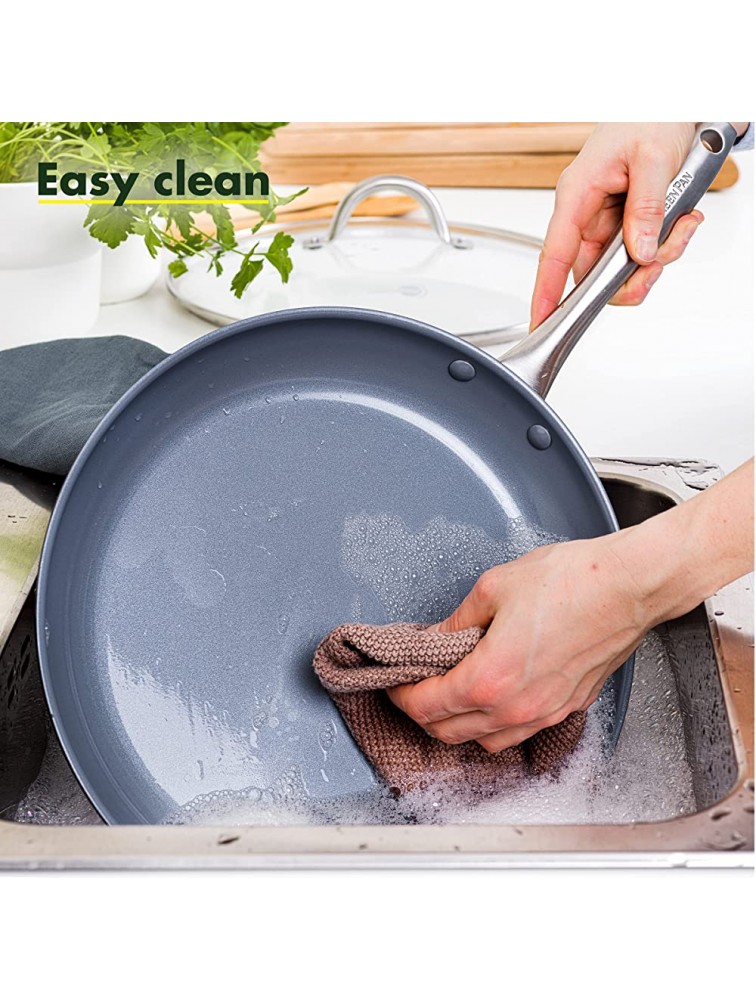GreenPan Lima Hard Anodized Healthy Ceramic Nonstick 8 10 and 12 Frying Pan Skillet Set PFAS-Free Oven Safe Gray - BX0P0OOPE