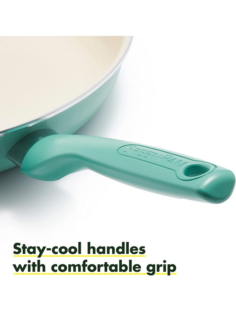 GreenPan Rio Healthy Ceramic Nonstick 13.5 Frying Pan Skillet with Helper Handle PFAS-Free Dishwasher Safe Turquoise - BFH2EFFQH