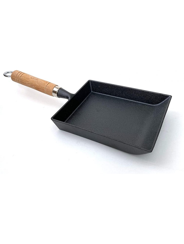 Kasian House Cast Iron Japanese Tamagoyaki Omelet Pan with Wooden Handle Traditional Rectangular Pre-Seasoned Cast Iron Pan for Rolled Egg Omelet - BR47ZG84Z
