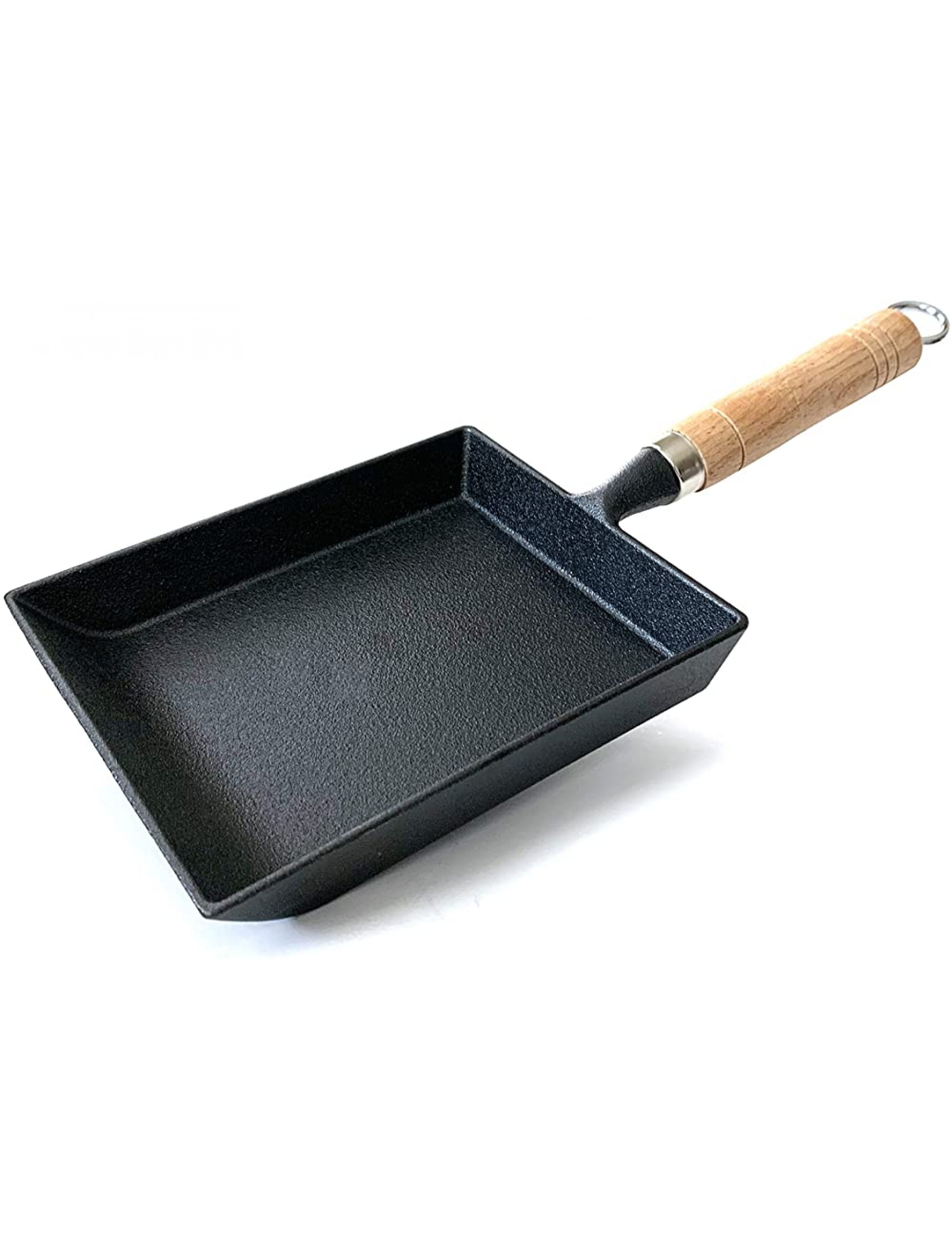 Kasian House Cast Iron Japanese Tamagoyaki Omelet Pan with Wooden Handle Traditional Rectangular Pre-Seasoned Cast Iron Pan for Rolled Egg Omelet - BR47ZG84Z