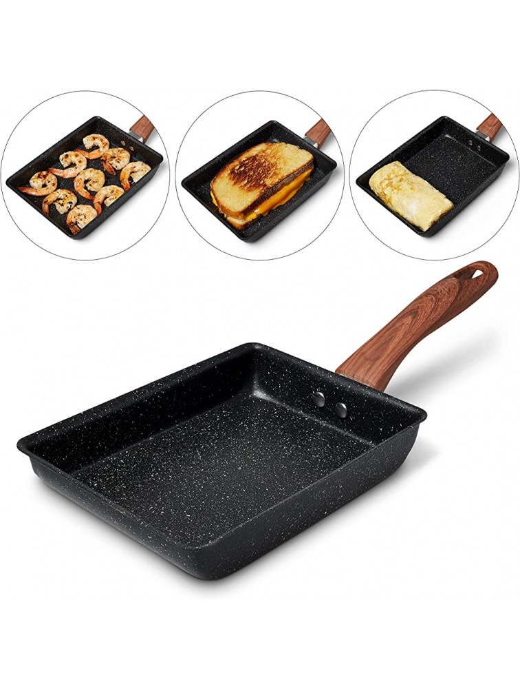 Lavensi Japanese Tamagoyaki Pan Egg Pan with Heat-Resistant & Cook-Safe Handle Nonstick Frying Pan Curved Edge Scratch-Proof Bottom Cooktop Safe 5 x 7 inches - B0NDXYU22