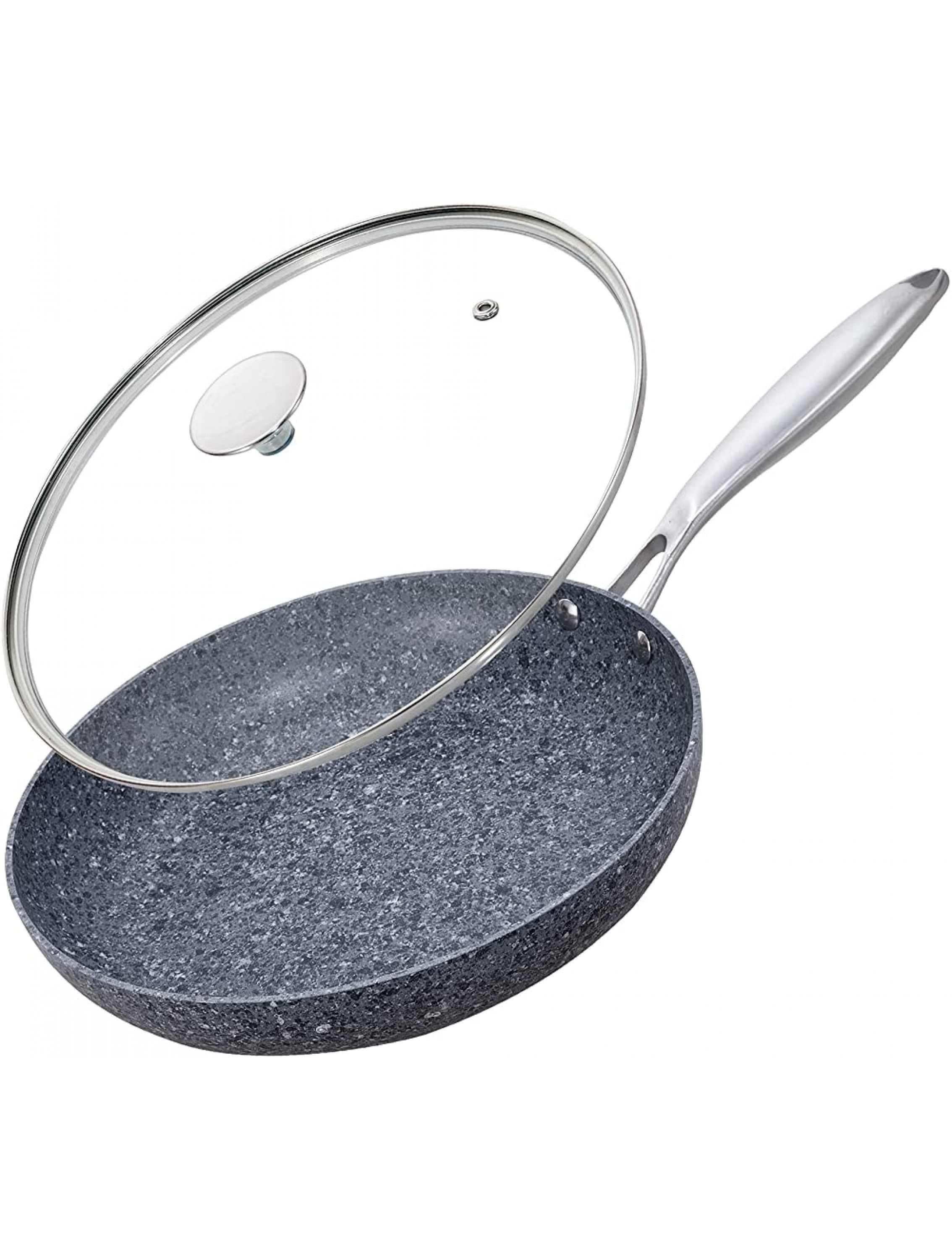Leekerry Nonstick Skillet Frying Pan With Glass Lid-Granite Non Toxic Stone,Derived Ultra Nonstick CoatingFor Cooking Healthy Stone Cookware Chef's Pan 100% PFOA & APEO Free 11 inch - BRHWP6FJ8
