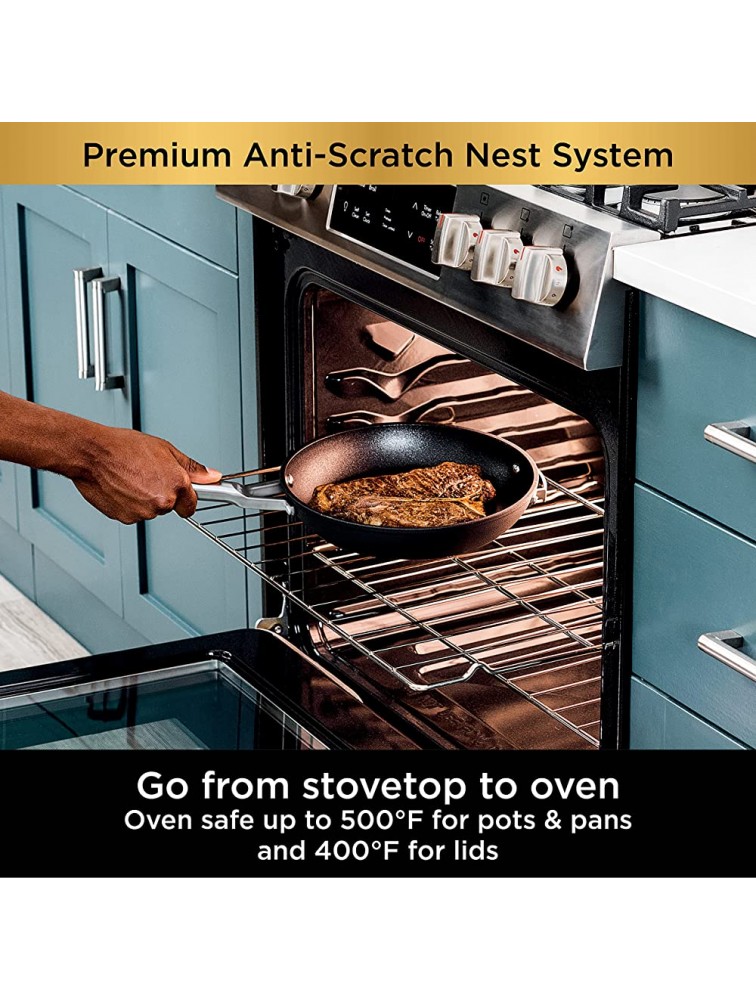 Ninja C52200 Foodi NeverStick Premium 2-Piece Fry Pan Set Anti-Scratch Nesting Cookware Hard-Anodized Nonstick Durable & Oven Safe to 500°F Slate Grey - BDZHA58XK