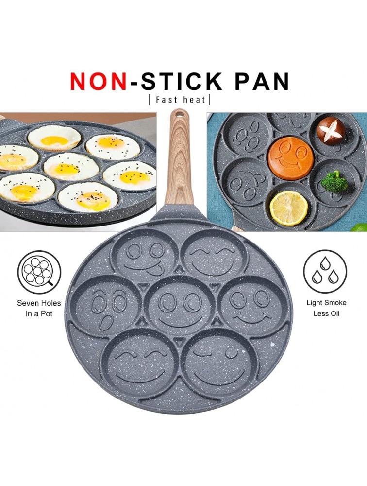 Pancake Pans For Kids,Pancake Shapes Pan,Mini Pancakes Maker Nonstick Pancake Griddle 7 Hole Smiley Face Pancake Mold For Breakfast,10 Inch - B7W23NBP0