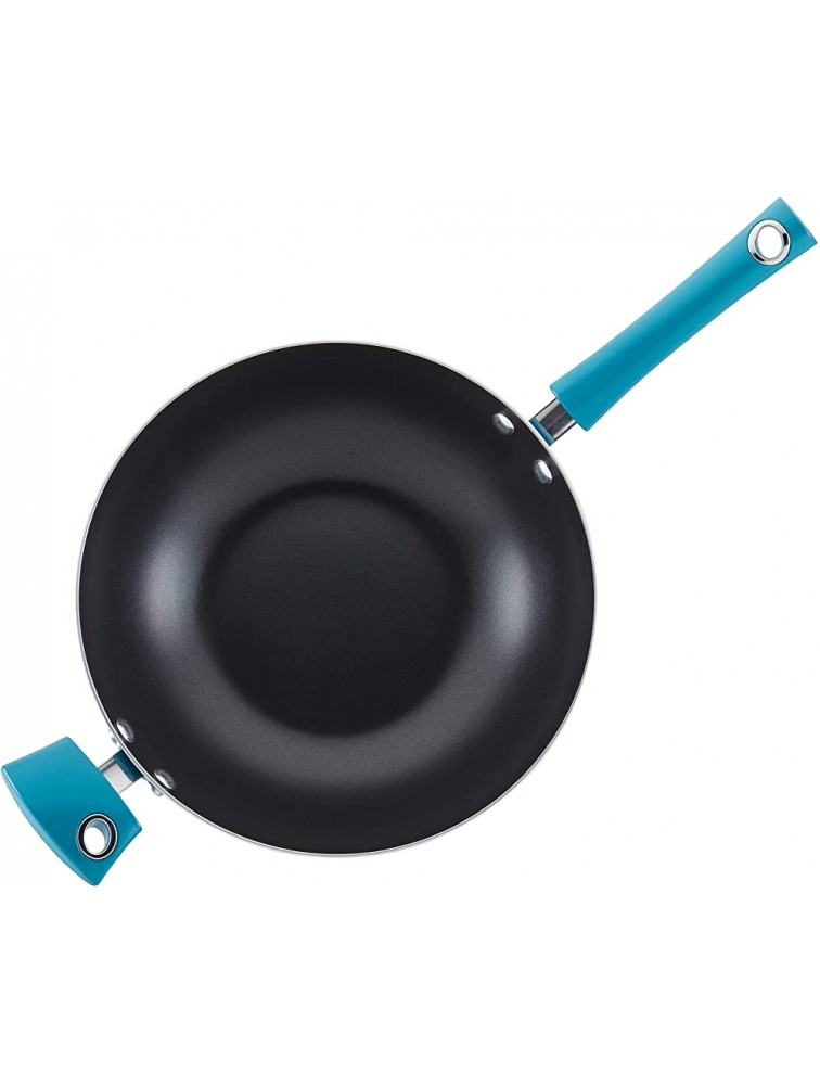 Rachael Ray Cityscapes Nonstick Stir Fry Pan Wok with Lid and Helper Handle 11 Inch Turquoise - BLFI91TFP