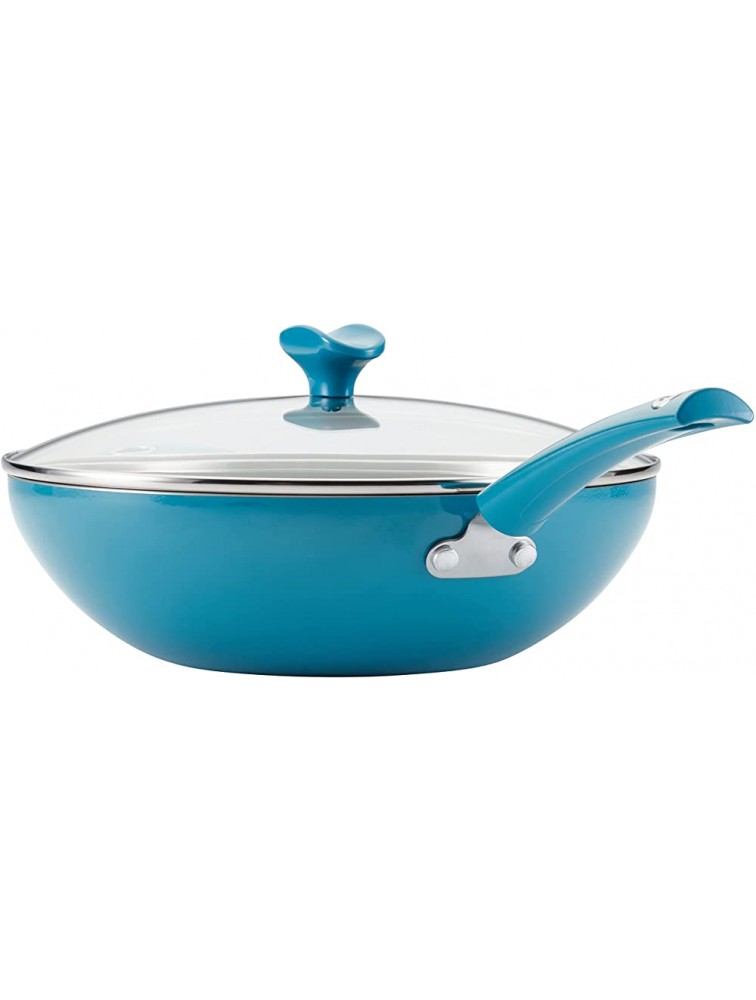 Rachael Ray Cityscapes Nonstick Stir Fry Pan Wok with Lid and Helper Handle 11 Inch Turquoise - BLFI91TFP