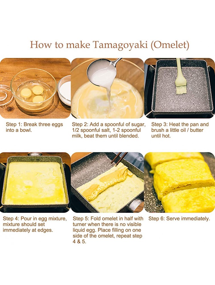 ROCKURWOK Japanese Omelette Pan Nonstick Tamagoyaki Egg Pan Rectangle Egg Frying Pan 7” x 5” White - B8GEF834E