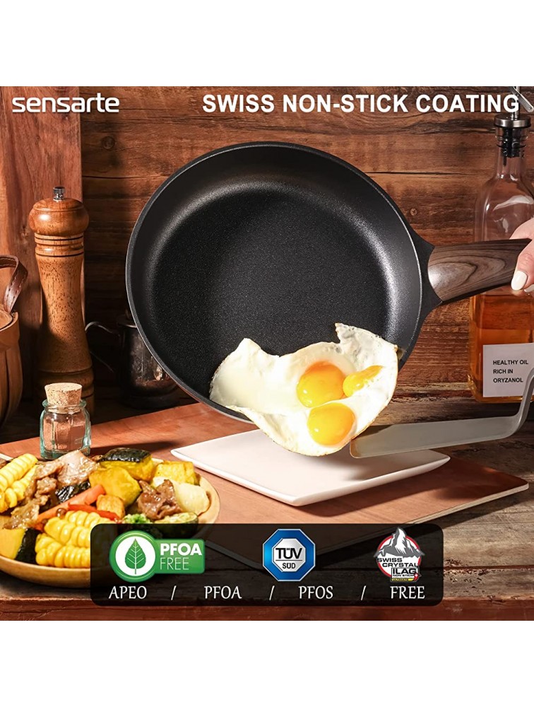 SENSARTE 8 Inch Nonstick Frying Pan Skillet Omelette Pan Cooking Pan with Woodgrain Handle,Egg pan Chef's Pans for All Stove Tops,Healthy and Safe Nonstick Cookware,PFOA Free,Induction Compatible - B34K17S67