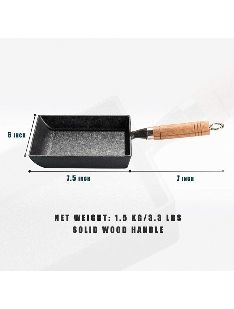 Tamagoyaki Japanese Omelette Pan Cast Iron Wooden Handle，Grill Pan for Stove Tops，Nonstick Cast Skillet Omelet Rolled Egg Pan - BIQR4M4W5
