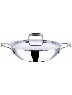 Vinod Stainless Steel Kadhai with Lid 26 cm Silver 3.7 Liter 4.5 Litre Induction Friendly Platinum - BPEPBTVZJ