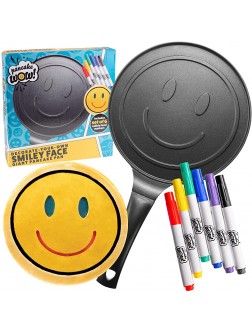 XL Smiley Face Pancake Pan Make Giant 10" Happy Smile Themed Pancakes Use With or Without Included Edible Markers for Breakfast Decorating Fun For Kids and Adults Non-stick Dishwasher Safe - BFZJJP6LH