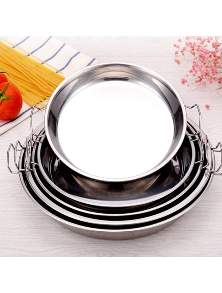 Cabilock 2pcs Stainless Steel Paella Pan Cold Noodle Pan Restaurant Grade Paella Pan Steamed Plate Tray Kitchen Supplies 30cm - B3X2YA88S