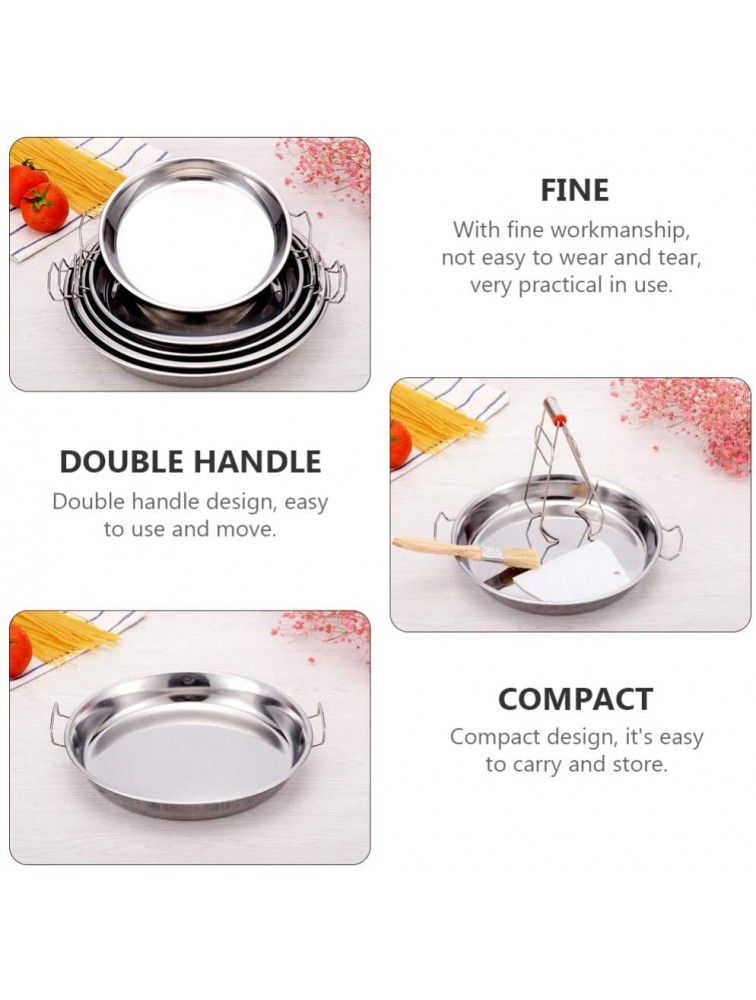 Cabilock 2pcs Stainless Steel Paella Pan Cold Noodle Pan Restaurant Grade Paella Pan Steamed Plate Tray Kitchen Supplies 30cm - B3X2YA88S