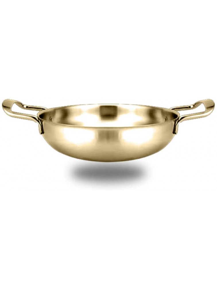 DOITOOL 20cm Stainless Steel Paella Pan Restaurant Grade Non-Stick Grill Pan with Double Handles Golden - BJQ3PUL6L