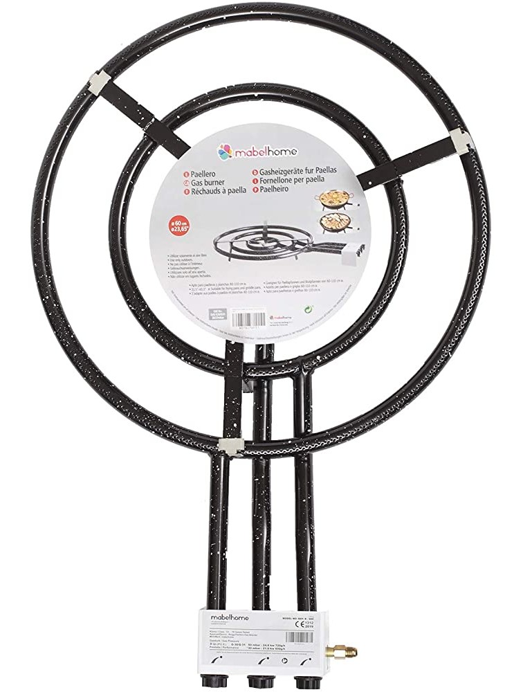 Mabel Home Paella Pan + Paella Burner and Stand Set on Wheels + Complete Paella Kit for up to 20 Servings 23.65 inch Gas Burner + 25.60 inch Enamaled Steel Paella Pan - B8TQ0IMOC