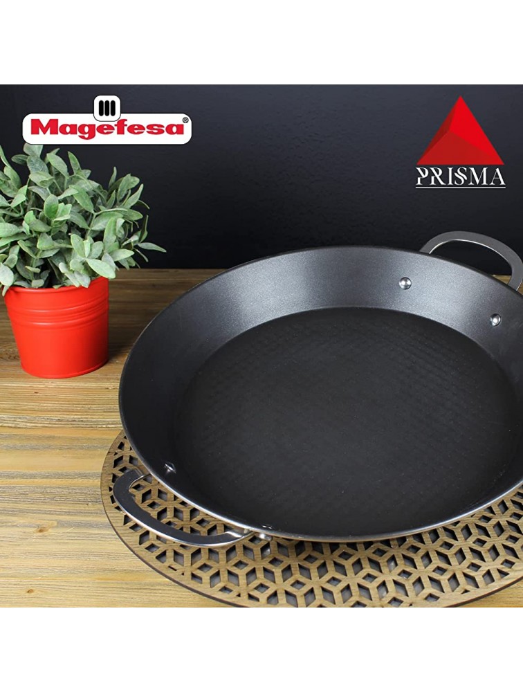 MAGEFESA Prisma – 13.4 inches Paella pan made of 18 10 stainless steel triple layer non-stick for all types of kitchens INDUCTION dishwasher and oven safe up to 392ºF - BITH0S4EQ
