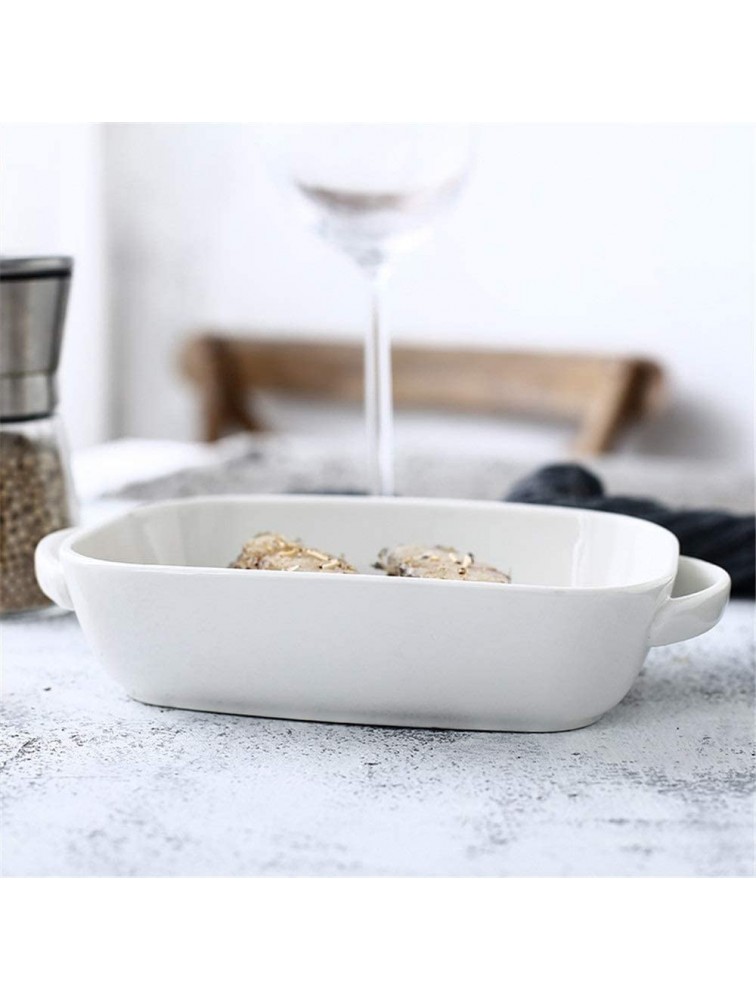 Multi Baker Dish Nordic Style Durable Porcelain Bakeware Rectangular Ceramic Glaze Baking Dish With Handle For Cooking Kitchen Baking Pan Color : White Size : Free size - B60PTYUQ5