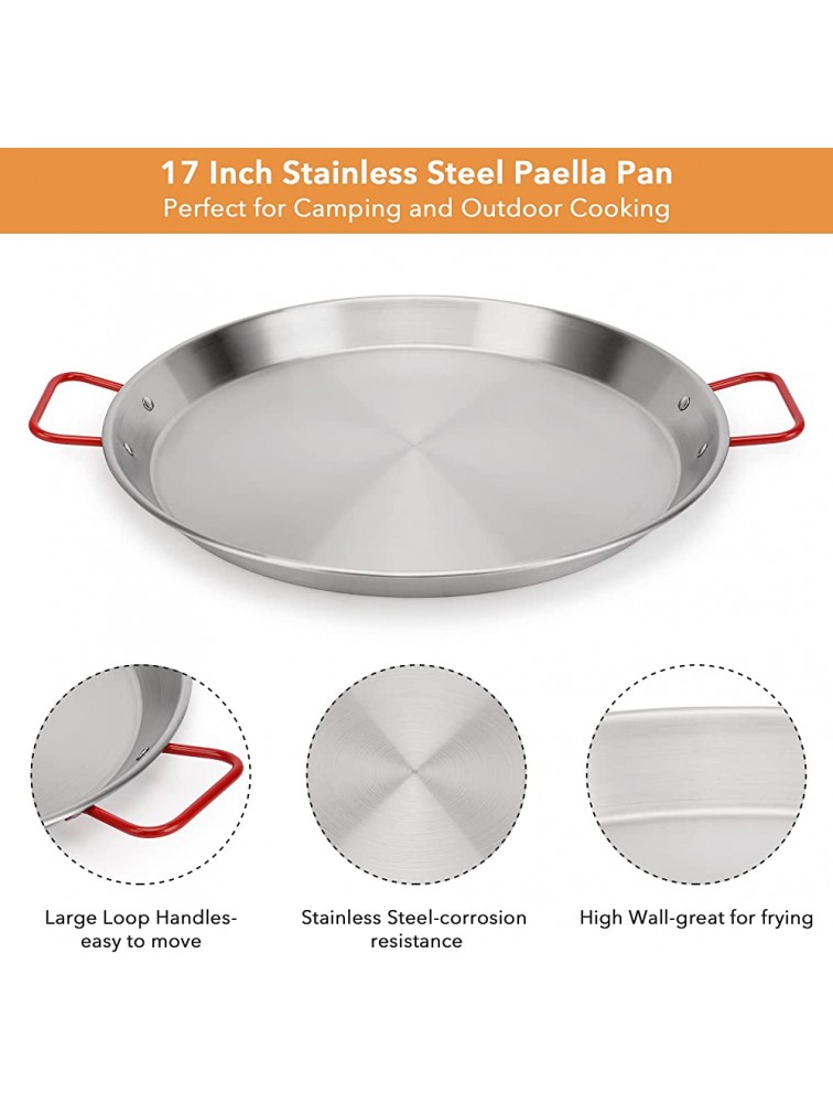 Stanbroil 17 Inch Stainless Steel Paella Pan with Double Handles Perfect for Camping and Outdoor Cooking 42cm 10 Servings - BHLV8FVOC