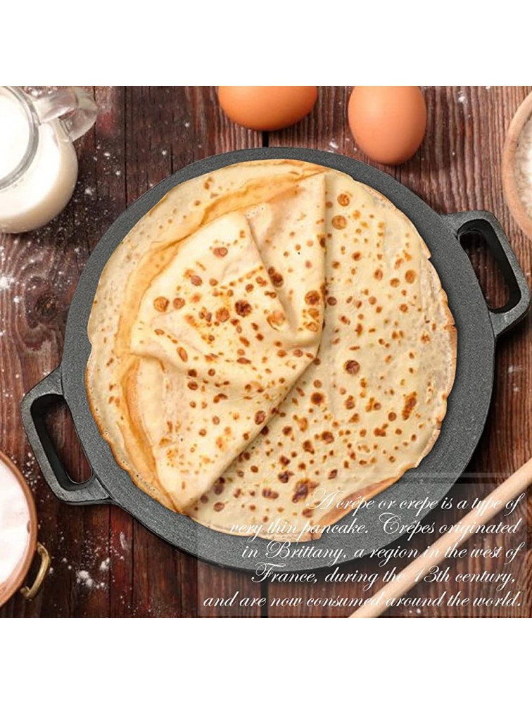 Cast Iron Dosa Tawa Pan DESIGNSCAPE3D Cast Iron Dosa Pan Tawa Pan for Roti Indian Double Handled Crepe Pan for Crepes and Frozen Pizza Dosa Pan-11 inches - B29YBYY8Y