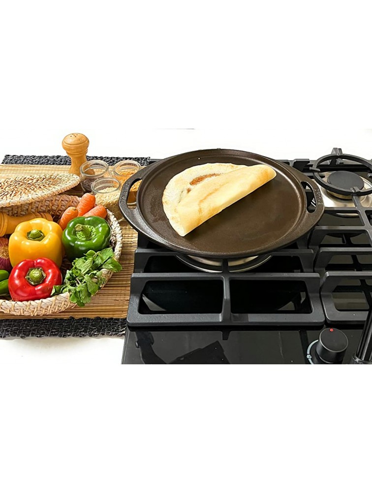 Dynamic Cookwares Cast Iron Dosa Roti Pizza Tawa 11 inch Machined & Pre-seasoned Easy Release Surface - BQKYKSERN