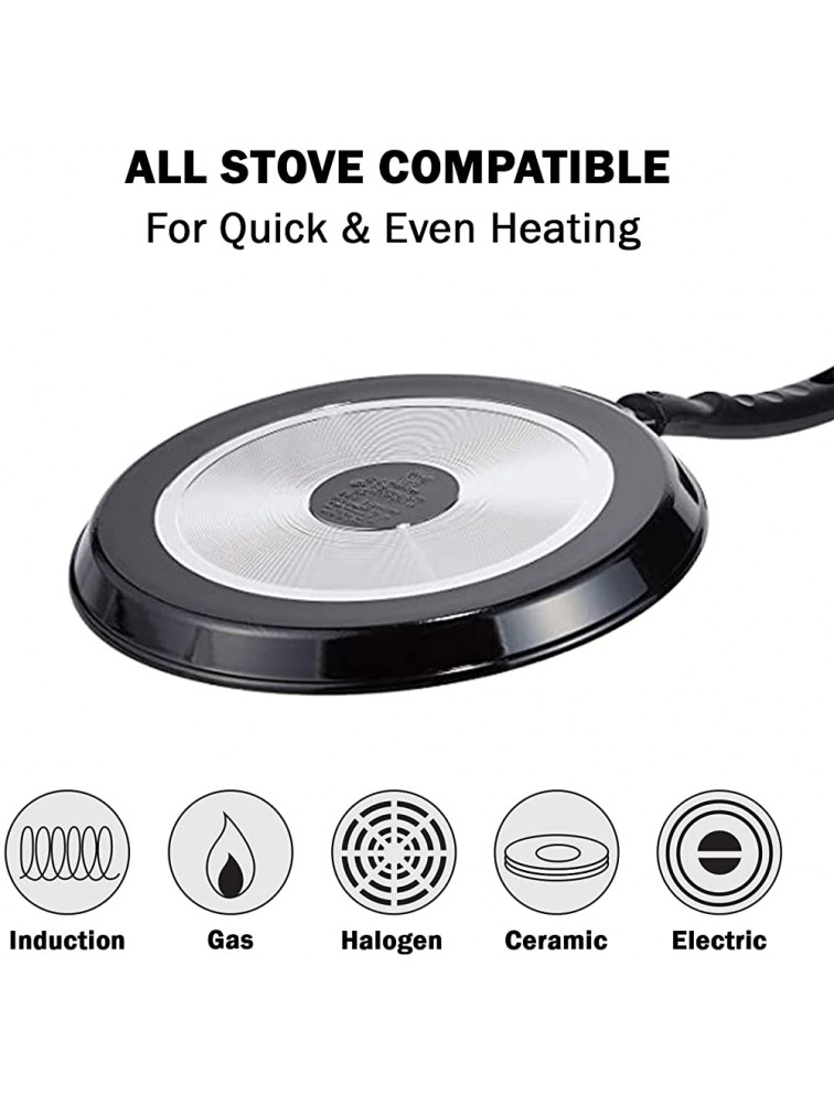 Pigeon Nonstick Handheld Crepe Pan 26cm 10 inches PFOA Free Scratch Resistant Coating Triple Layer Nonstick Coating Chapati Pan- For pancakes crepes rotis dosas uttapams and more Black - BHSZRCMRQ