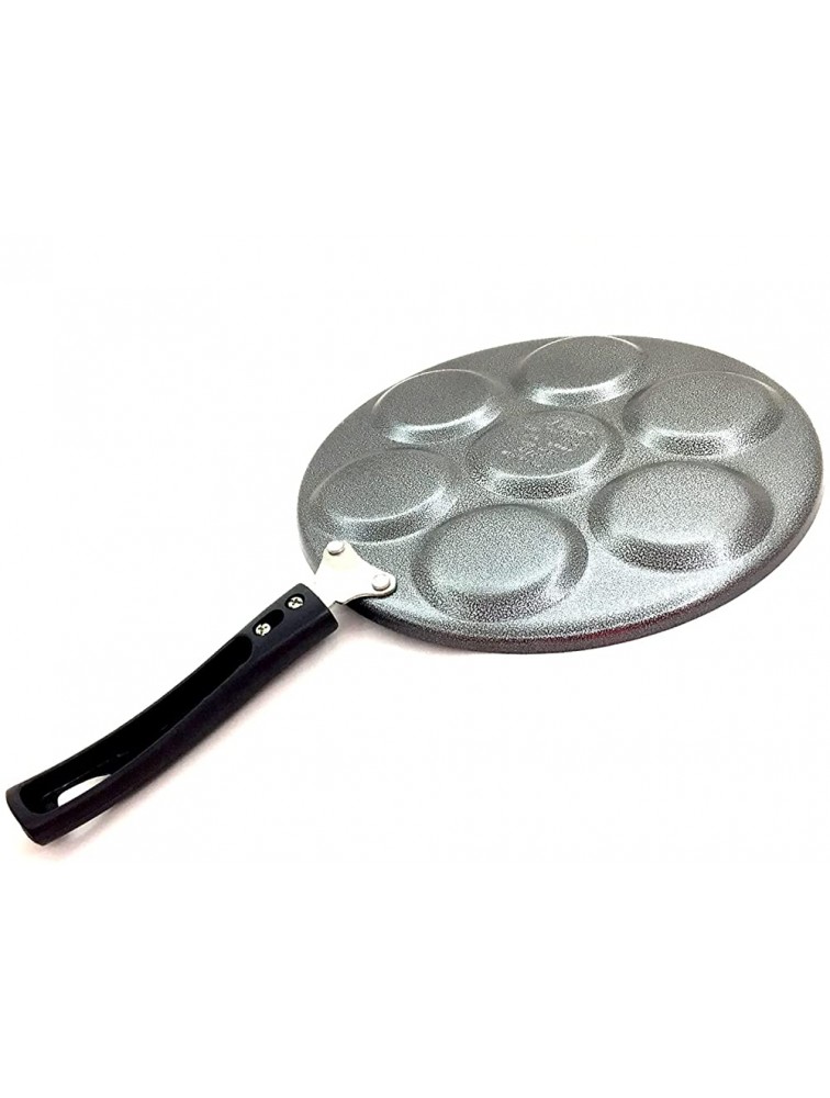 SRIYUG Non Stick Egg Pan Mini Crepe Maker 7-Mold Pancake Griddle Crepe Pan Mini Uttapam Pan Pancake Maker Mini Patra Tawa Blini Pan - B0OS5XMI1
