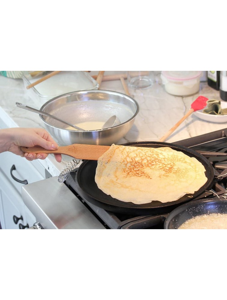 The ORIGINAL Crepe Spreader and Spatula Kit 2 Piece Set 4” Spreader and 14” Spatula Convenient Size to Fit Small Crepe Pan Maker | All Natural Beechwood Construction only From Indigo True Company - BIEGT3RC2