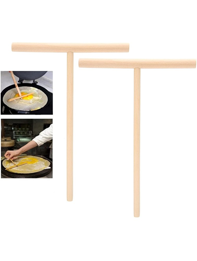 Wooden Crepe Spreader Practical T‑Shaped Crepe Spreader 2Pcs Reusable Easy To Clean for Making Crepes Pancakes Omelets for Family or Professional Use - BQKHCEOOV